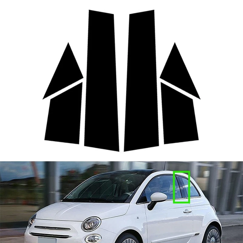 

6Pcs Car Window Door BC Pillar Posts Trim Cover Stickers Decal For Fiat 500 2010 2011 2012 2013 2014-2020 Accesorios Para Auto