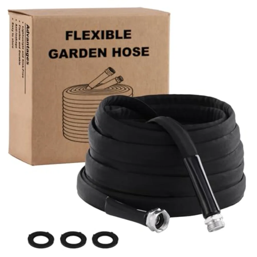 

Garden Hose 100Feet Non-Expandable, Lightweight, Premium Flexible, Kink-Resistant Design, Extra Durable and Leakproof with Soli