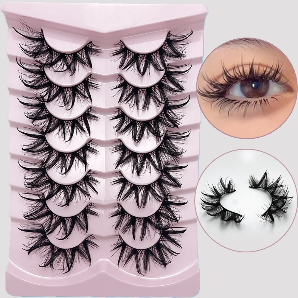 ‌ Einteilige, lange künstliche Wimpern – K-Pop Wet-Look, ultra-dichter Gothic Devil Style