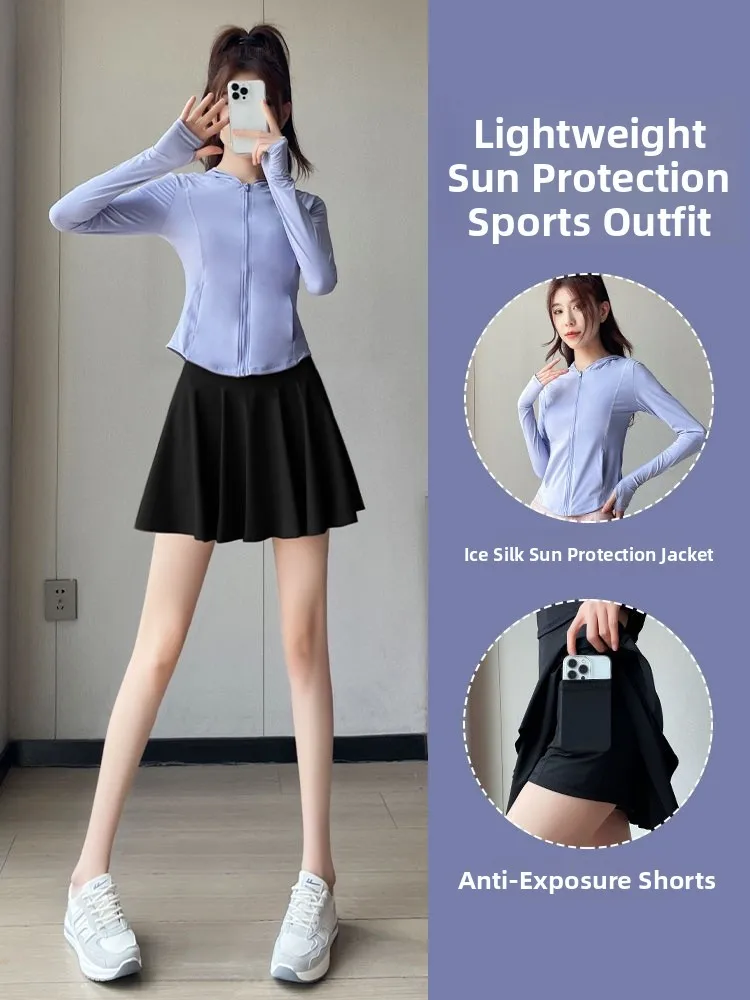 

Женская спортивная юбка для фитнеса, бега, йоги, непрозрачная, для бадминтона, летний модный комплект