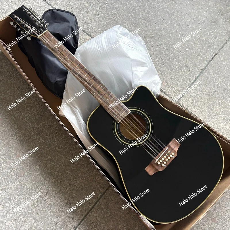 41 12-String Sunset, Black, Spruce Splint Shabili, Bright Light Acoustic Guitar
