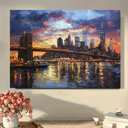 1 framed modern canvas print poster, cityscape New York City skyline canvas wall art, 1.5 
