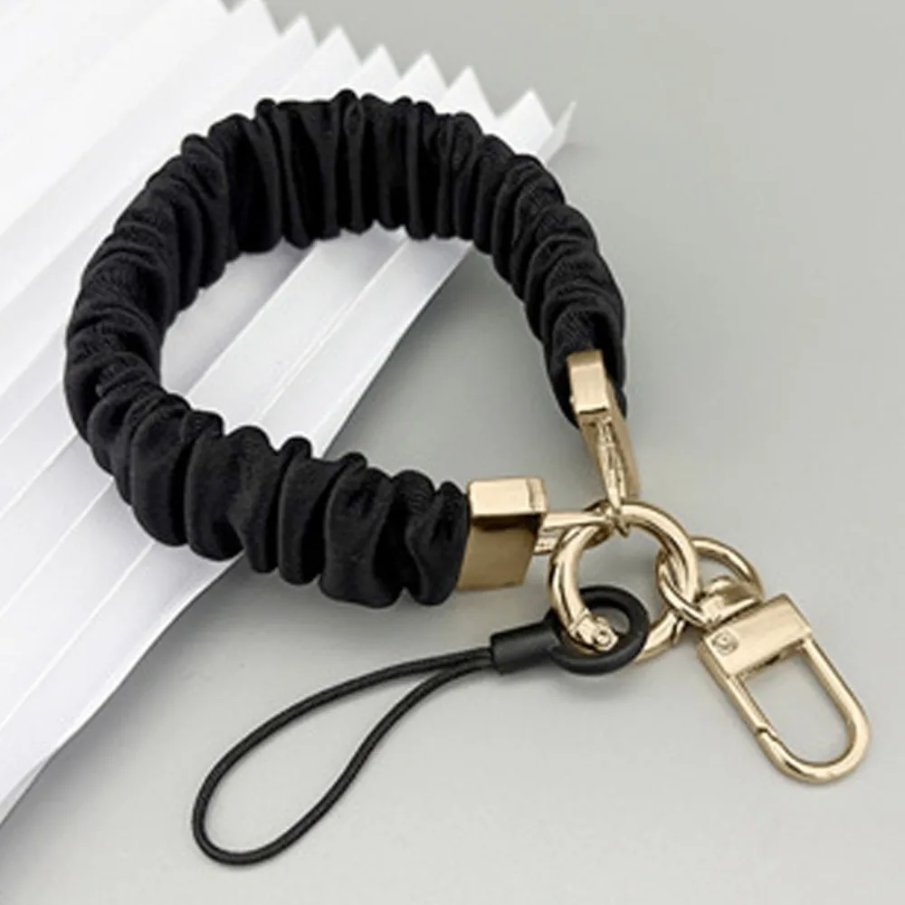 

Плиссированный ремешок для телефона с металлическим держателем для карт, защита от потери, короткая цепочка-шнурок для мобильного телефона для женщин/девушек