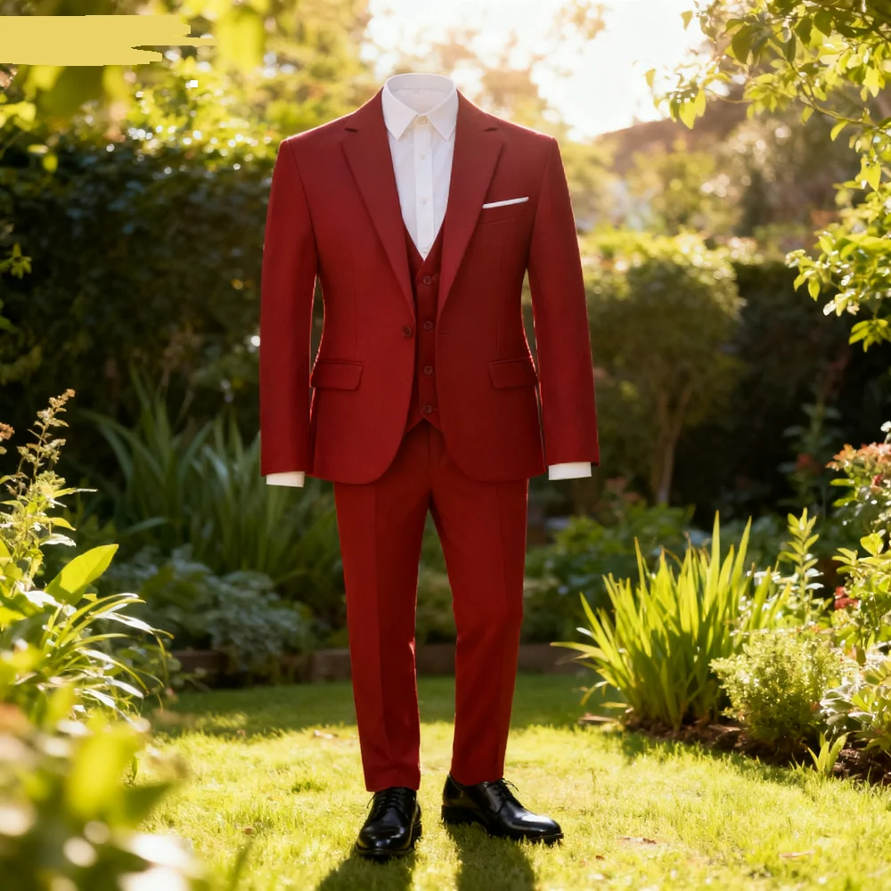 

Men's Elegant Solid Color Blazer Vest Pants Set Casual Outdoor English Style Wedding Performance Singer Outfit