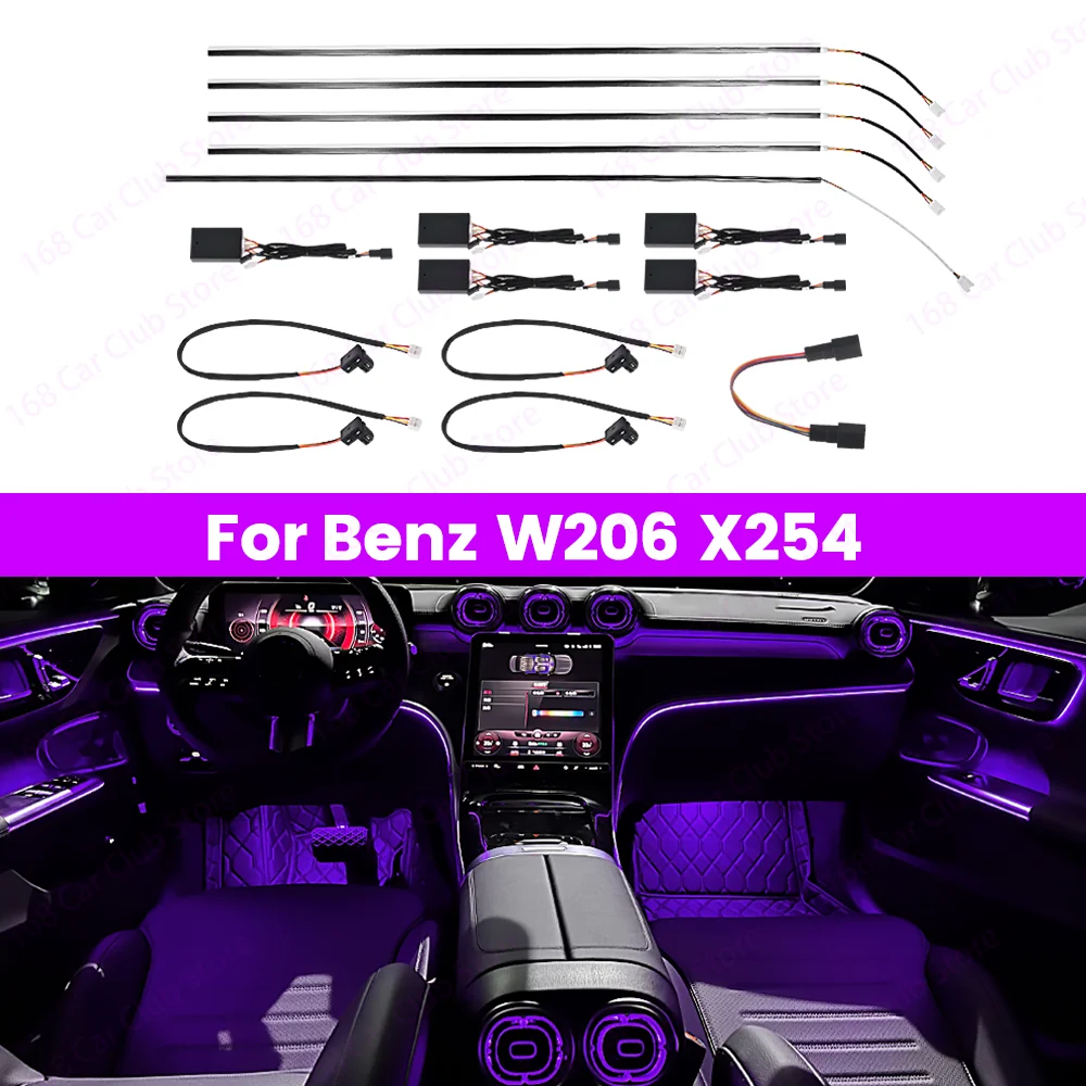 

LED Original 64 Color Car Active Ambient Light For Mercedes Benz W206 GLC X254 C-Class Interior Decorative Light Strip Refit