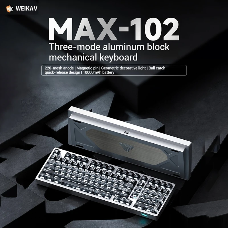 

Weika Max-102 Three-Mode Aluminum Tuotuo Mechanical Keyboard Wired Bluetooth 2.4g Geometric Decorative Light 102 With Keyboard
