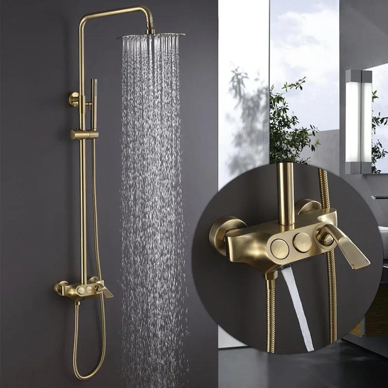 

Настенный душевой набор из матового золота, полностью латунная насадка для тропического душа для роскошного отеля