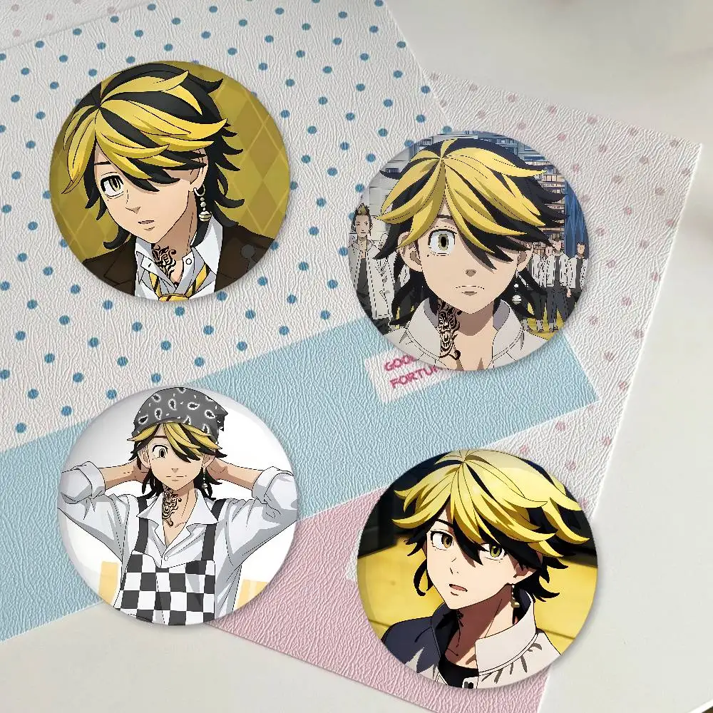 Cool H-HanemiyaS K-KazutoraS Premium Tinplate Round Lapel Pins: Cute Badge Brooches For Shoulder Bag Accessories, Souvenir Gifts