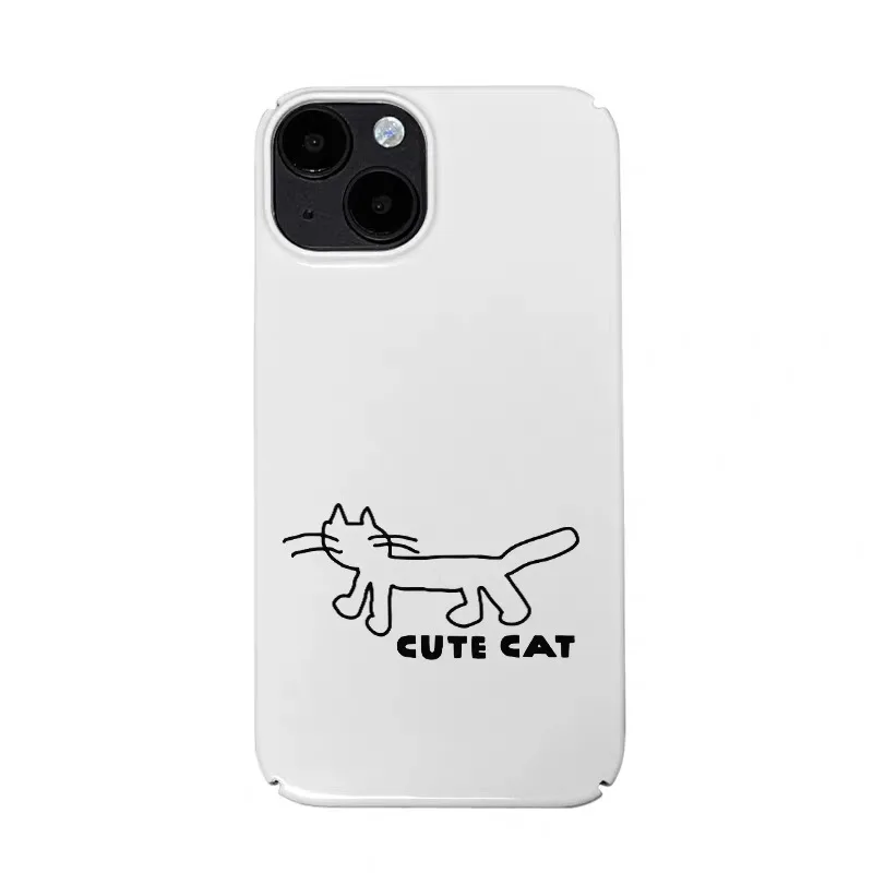 

White Minimalist Lines Cat Phone Case for IPHONE 17 Air 16E 15 PROMAX 14 Plus 13 12 MINI 11 PRO 16Plus XR XS Acrylic Phone Cover