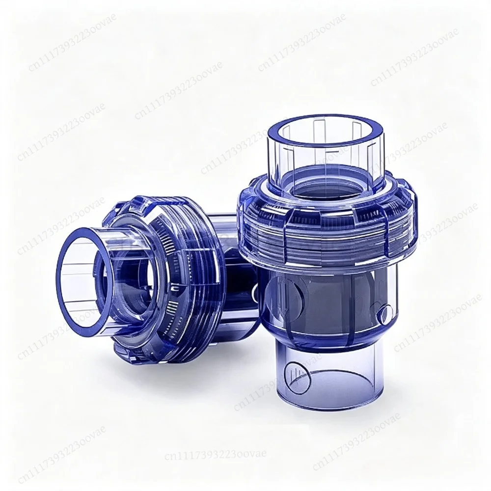 1Pcs 20-63mm UPVC Single Union Check Valve Transparent Non-Return for Irrigation, Replacement Plumbing Part