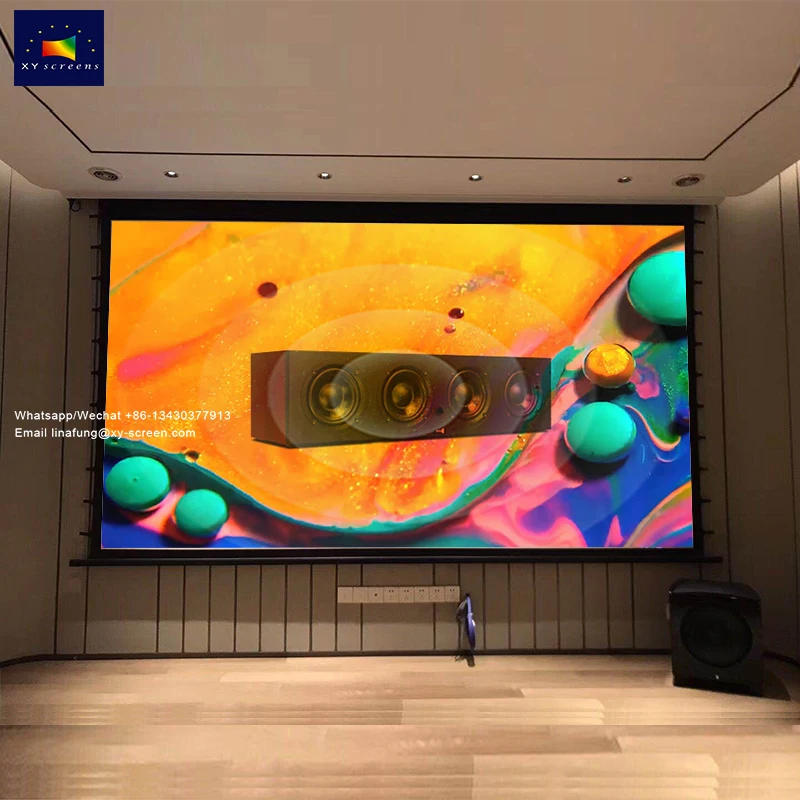 

XY Screen 4K Микроперфорированный домашний кинотеатр Белый звук Акустические прозрачные моторизованные экраны для проекционных проекторов с натяжением вкладки