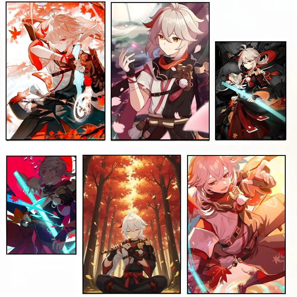 Game Character Genshin Kaedehara Kazuha Poster Sticky Poster Paper Sticker DIY Room Bar Cafe Wall Decor Gift