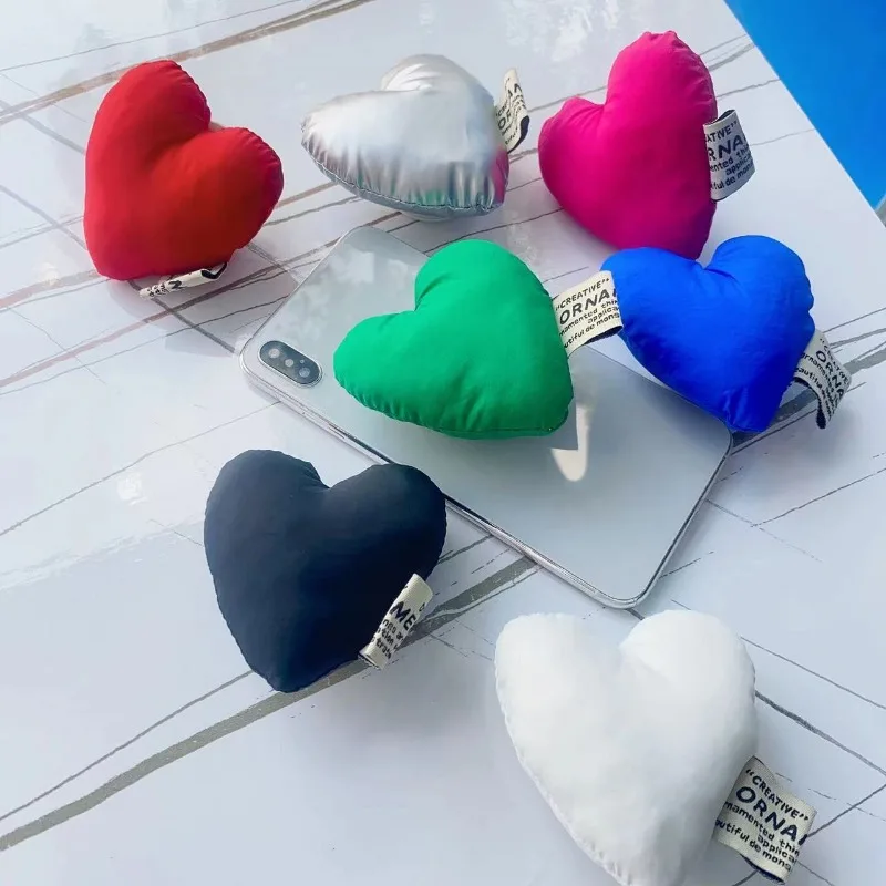 Korean Ins Fabric Filled Cotton Heart-shaped Airbag Phone Holder Plush Love Desktop Phone Air Cushion Holder Sponge Holder