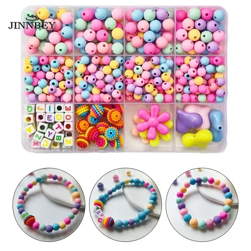 

Candy colored frosted bracelet necklace DIY bead wearing creative accessories jewelry loose bead material bag set gift set