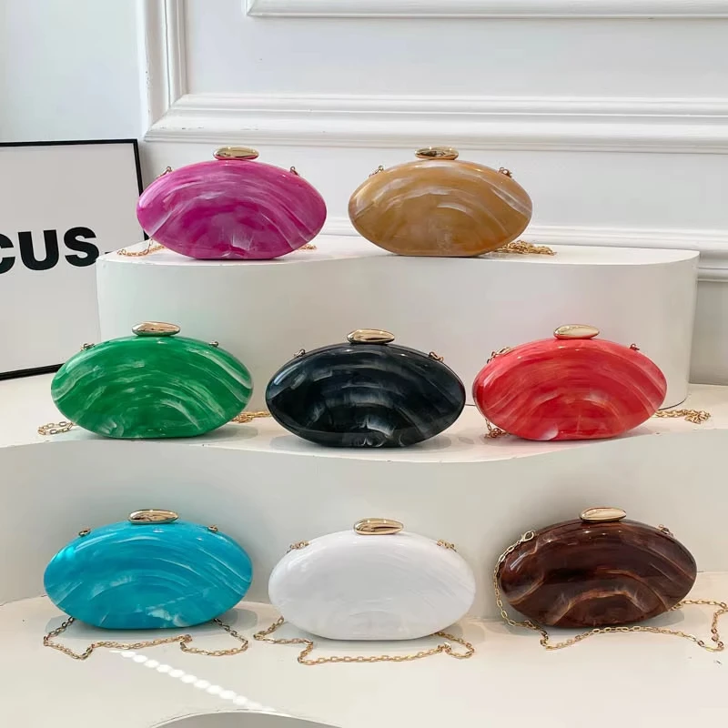 Acrylic Evening Bag for Women Fashionable Pearl Chain Crossbody Bag Elegant Clutch Handbag Stylish Dinner Bag Sweet Fresh Style