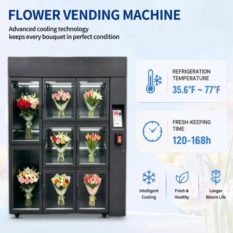 Flower Vending Machine Automatic Outdoor Large Capacity Locker Type Flower Vendor Machine for Gas Station Memorial