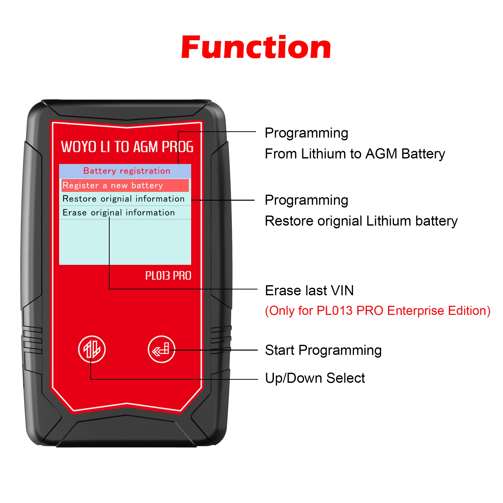 WOYO PL013 PRO For Porsche Cayenne Replace Lithium to AGM Battery Modify Programmer, Professional Battery Flash Programming Tool