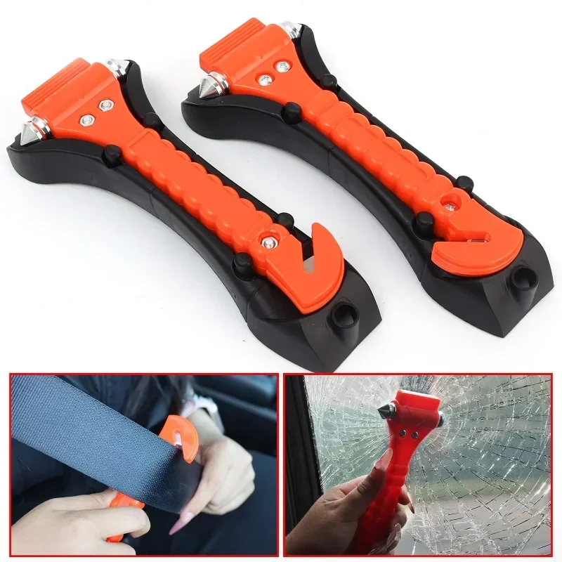 Survival Safety Hammer Camping Driving Car Seat Belt Cutter 2-in-1 Emergency Break Window Glass Punch Life Rescue Tools