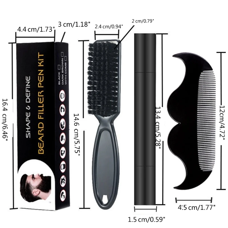 Beard Pencil Filler for Men Beard Filling Pen with Comb Men's Beard Repair to Create Natural Beard Look