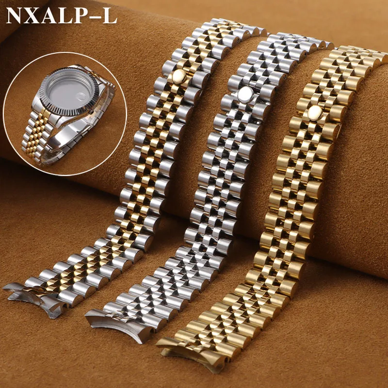 

For Rolex for Jubilee Watchband High-quality Curved End Metal Strap 13 17mm 20mm 21mm Solid Stainless Steel Bracelet Accessories