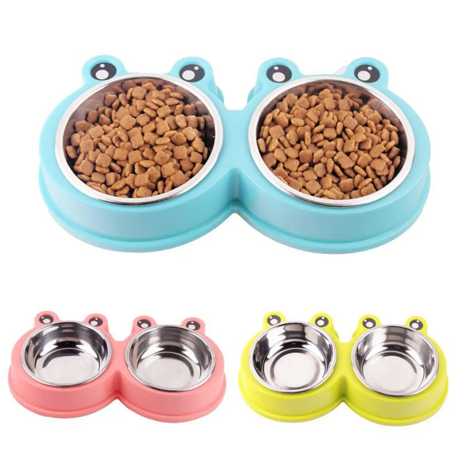 Dog Bowls Set, Double Stainless Steel Feeder Bowls and Non Skid Spill Proof Silicone Stand for Cats Puppies Dogs