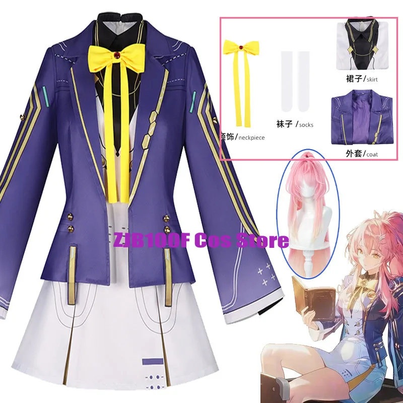 

Aemeath Cosplay Game Wuthering Waves Costume Aemeath JK Uniform Coat Skirt Prop Wig Set Halloween Party Play Outfit for WOman
