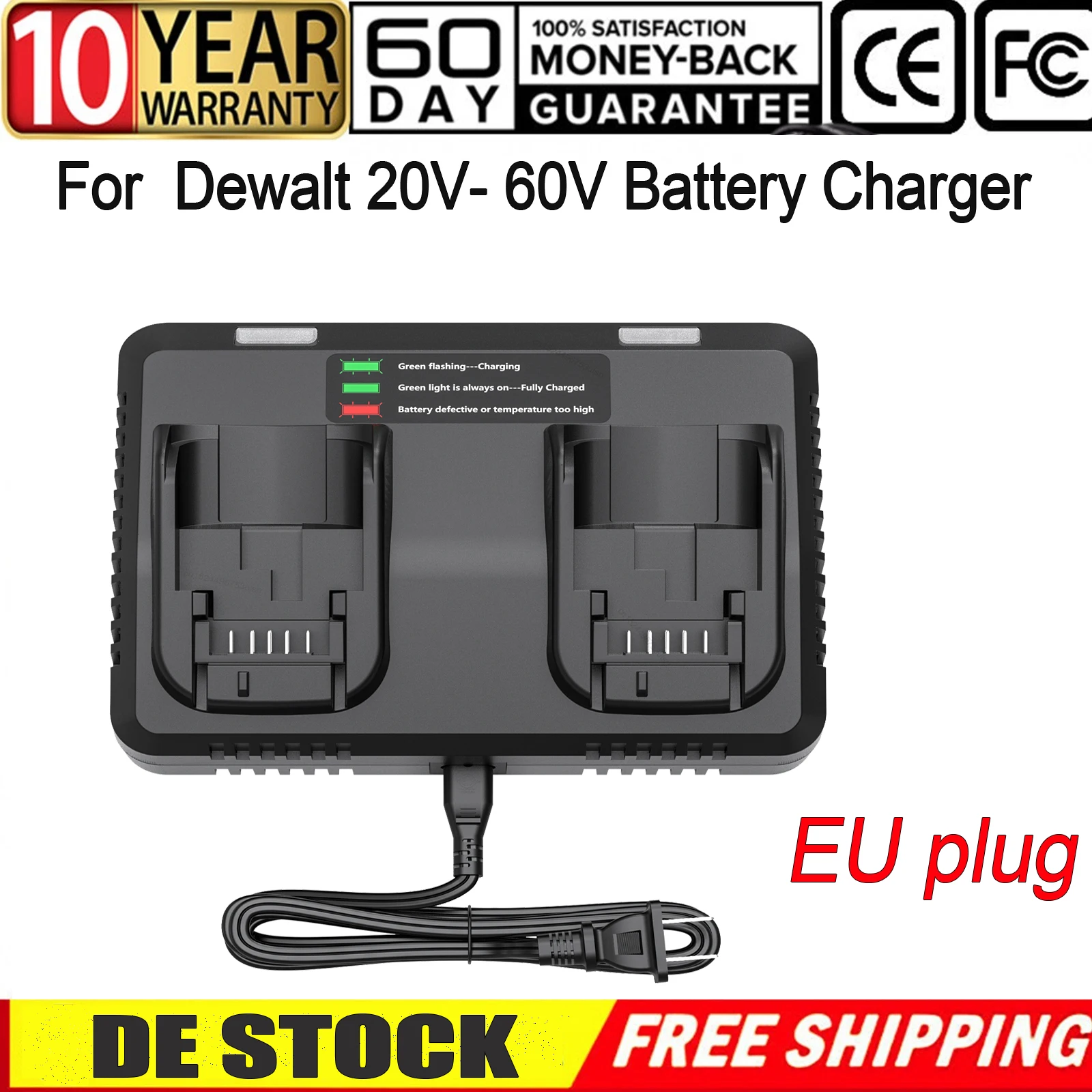 EU Stecker Für Dewalt 18V-60V Batterie Ladegerät 220V Ersatz Für Dewalt DCB206 DCB205 DCB200 DCB609 akku Ladegerät