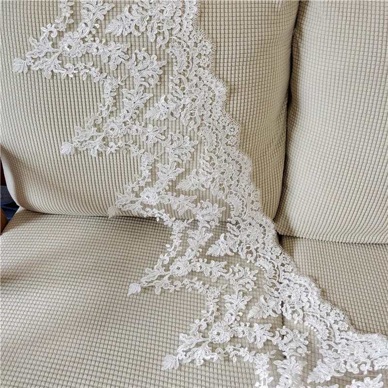 35cm Floral Lace Trim for Bridal Veil Wedding Dress Curtains Tablecloths Fabric DIY Craft Decorations Embellishment Accessories