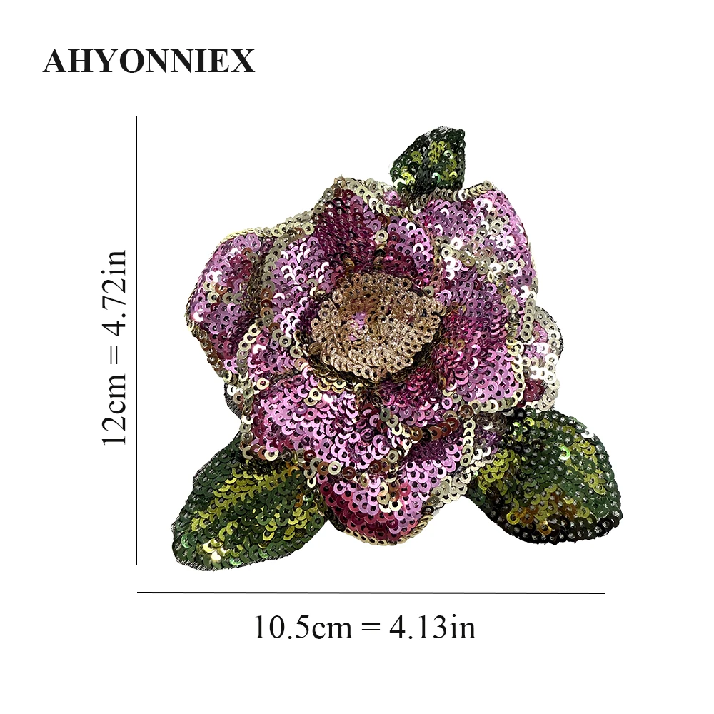1-teilige mehrschichtige Pailletten zum Aufnähen, Blumen-Aufnäher, Pflanzen-Blumen-Applikation, Aufnäher für Kleidung, Applikationen, Parches, Bordados, Ropa – Detail 1