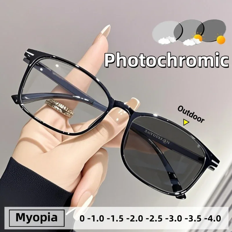 

Ультралегкие ретро фотохромные очки для близорукости, модные маленькие очки с защитой от синего света, оптические очки по рецепту от 0 до -4,0