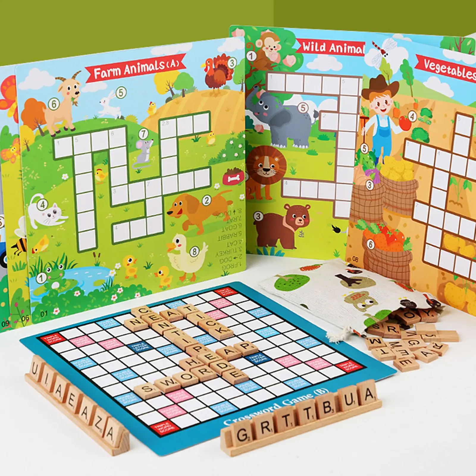 Children Crossword Puzzle Toy, Fun Gifts, Toy Set, Language Develop Letters English Card Game for Toddlers Preschool