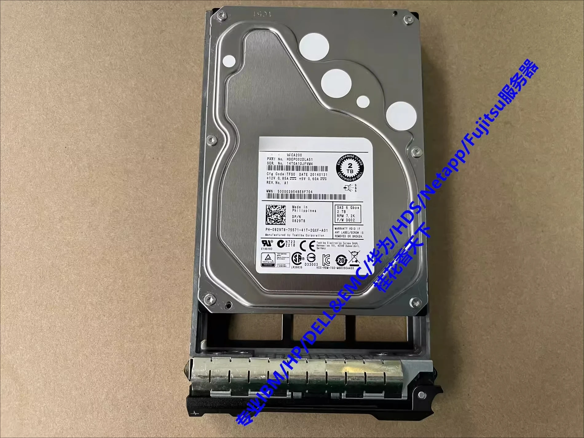 

Используется для Dell 0829T8 2T 7.2K SAS 6G 3,5 дюйма 829T8 Оригинальный жесткий диск для разборки