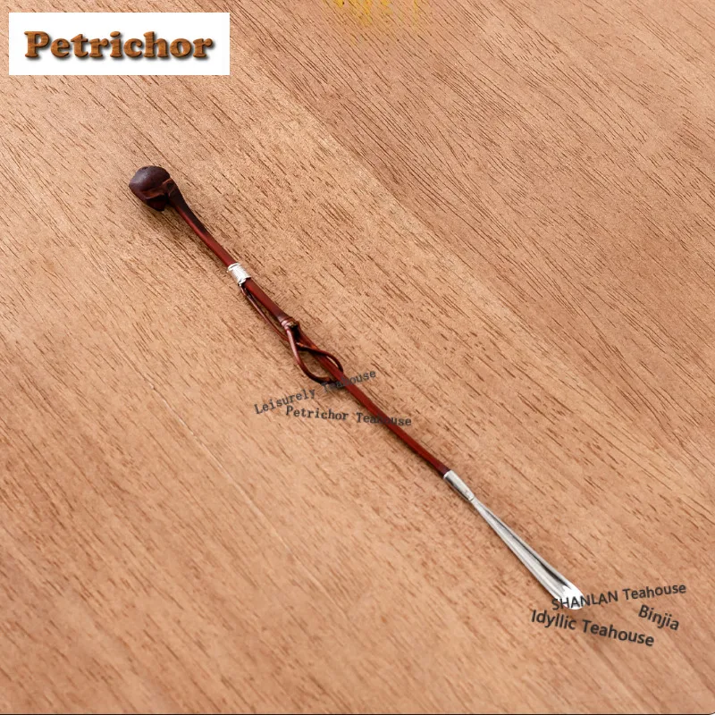 Silver Bamboo Tea Scoop Ancient Tea Leaf Holder Chahe Shovel Appreciation Ladle Cafes Supplies Collection Craft Ornaments Gift