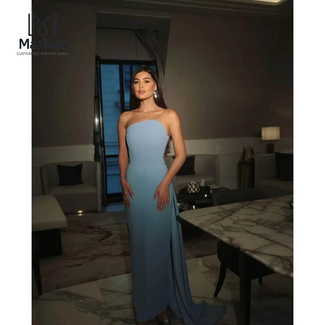 

Marissa 3D Flowers Blue Party Dress for Wedding Long Fish Tail Custom Made Women's Prom Dress 2025 Off-shoulder Evening Dresses