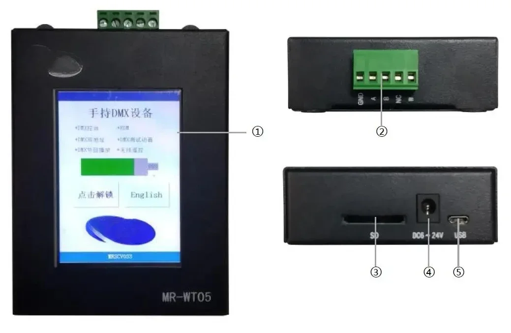 MR-WT05  WT-03 Battery Touch Screen DMX RGB LED Controller DMX Address Code Writer