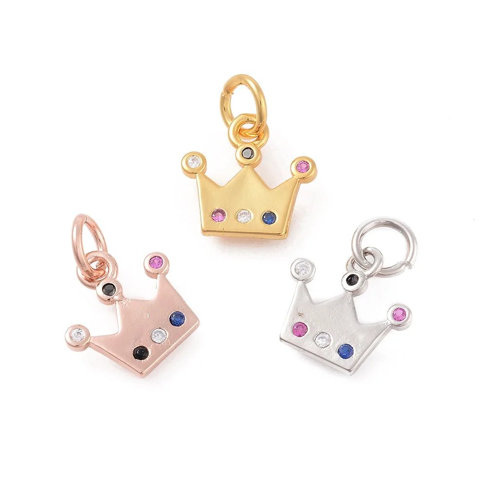 

Pandahall 20Pcs Mixed Color Crown Shape Brass Micro Pave CZ Cubic Zirconia Charms Pendants For Necklace Jewelry Making Gift