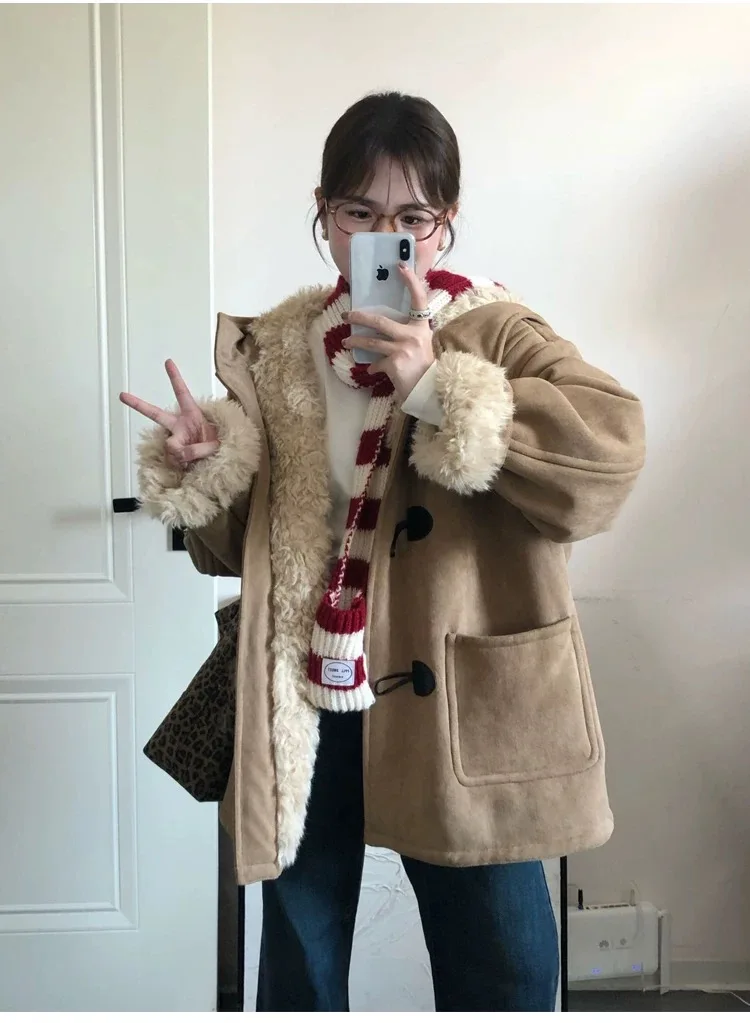 

Шерсть ягненка и женщина, тяжелый эластичный стеганый холст с разрезом, полная длина, теплый софтшелл, снежный тренажерный зал, лед, мотоциклист, Ins