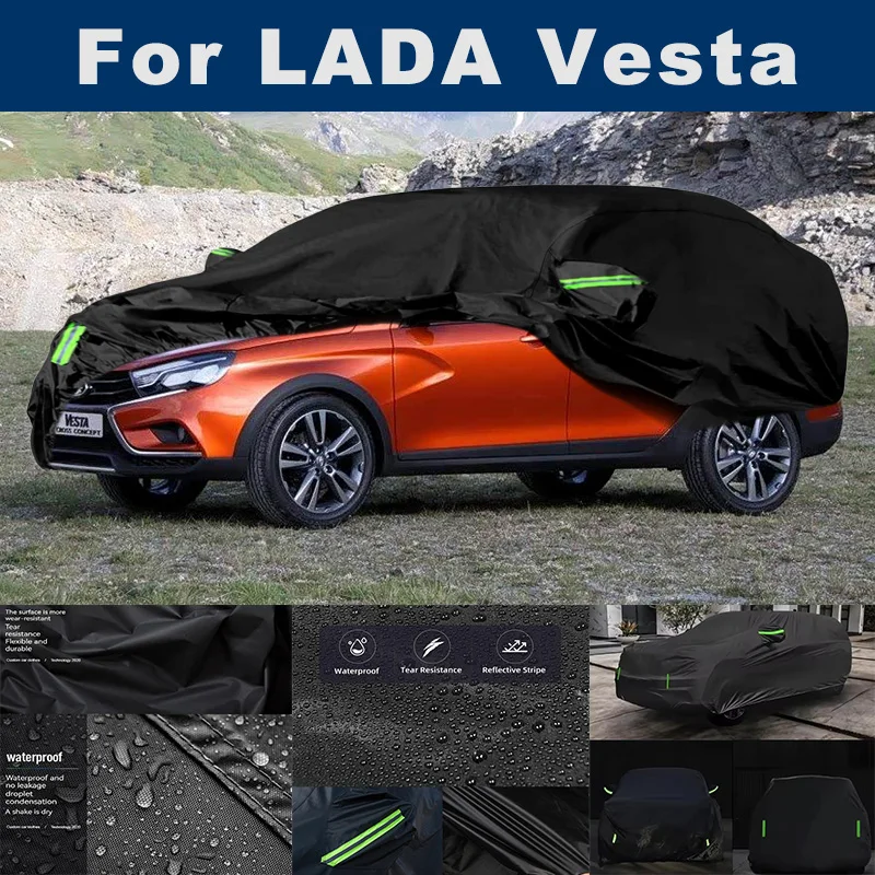 

Чехол для автомобиля на открытом воздухе со светоотражающими полосами - для LADA Vesta, защита от снега, пыли, воды и солнца