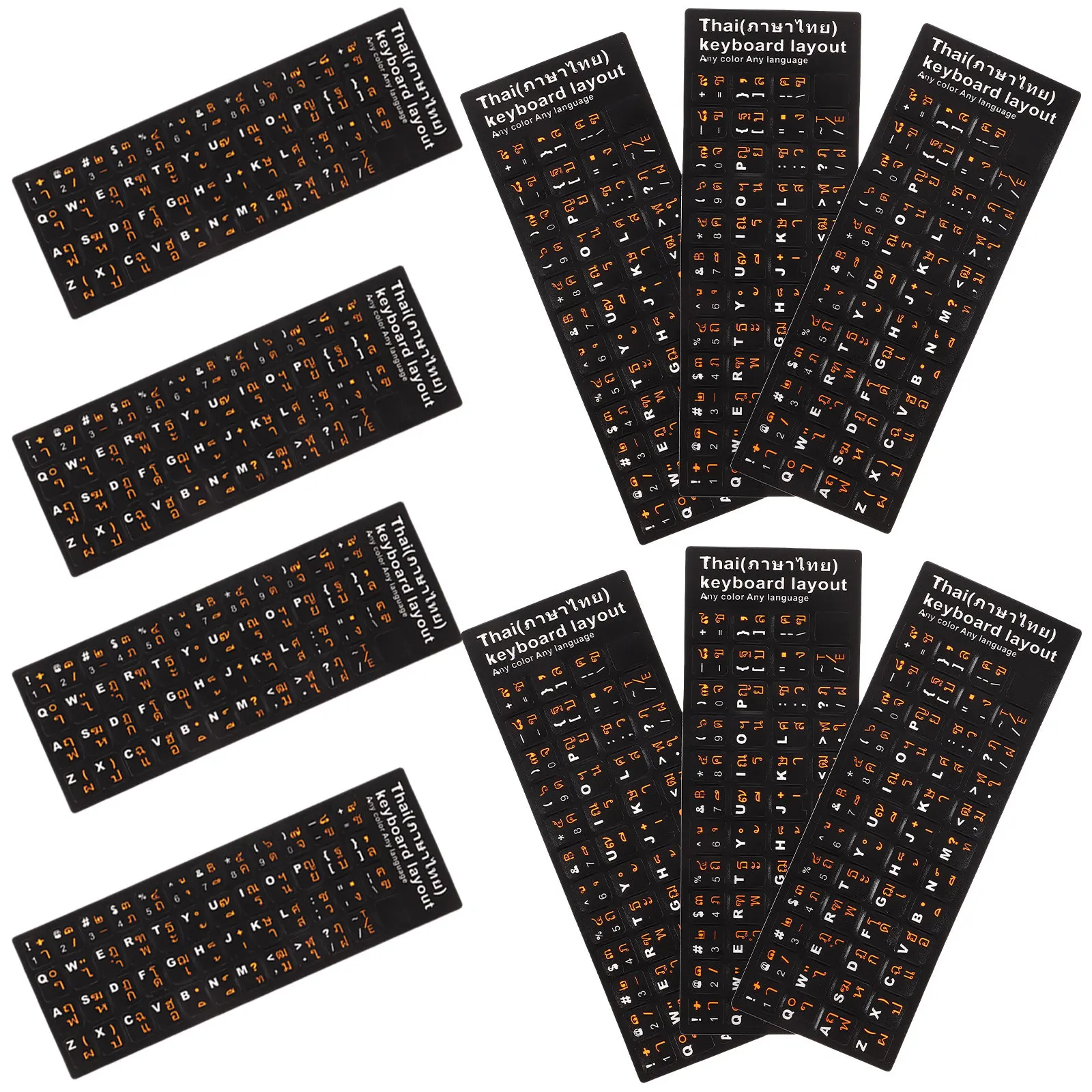 10 Sheets Thai Keyboard Stickers Computer Laptop Compatible Premium Quality Scratch Protection Language Learning Tool Easy Apply