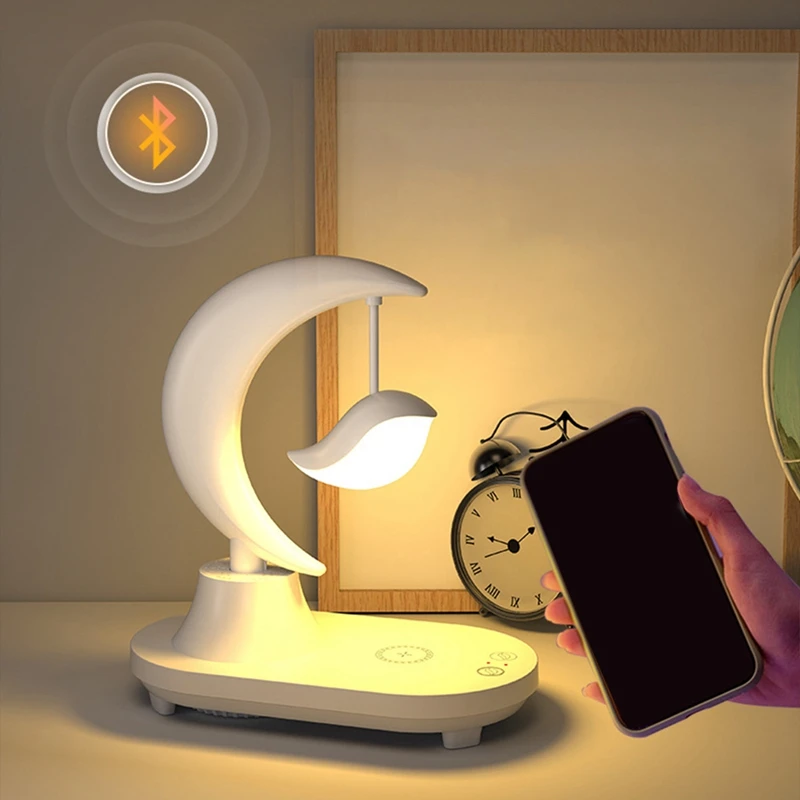 مصباح LED بجانب السرير للشحن اللاسلكي ، جو رومانسي ملون ، إضاءة ليلية ، صوت بلوتوث ، غرفة نوم 3 في 1 ، جديد