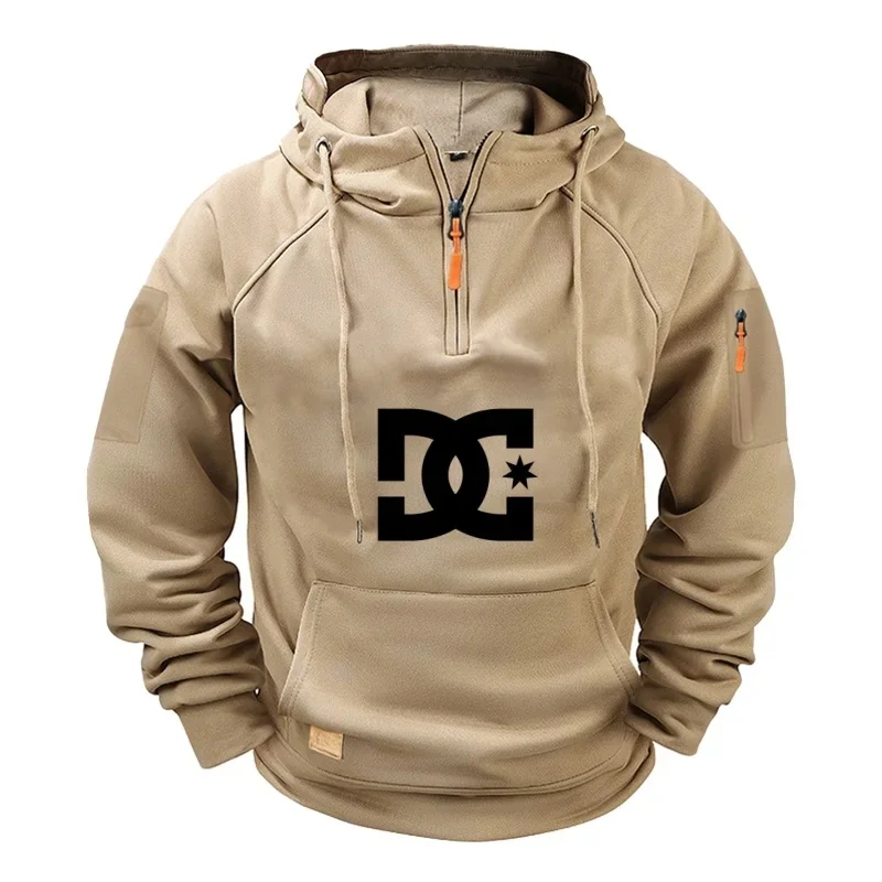 New men's fashionable zipper pullover, long sleeved sportswear, casual autumn sportswear, multi pocket spring and autumn style