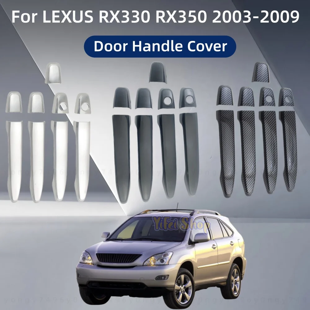

For LEXUS RX330 RX350 2003 Car Accessories Gloss Black Carbon Door Handle Bowl Covers Trim Paste Style 2004 2005 2006 2007 2009