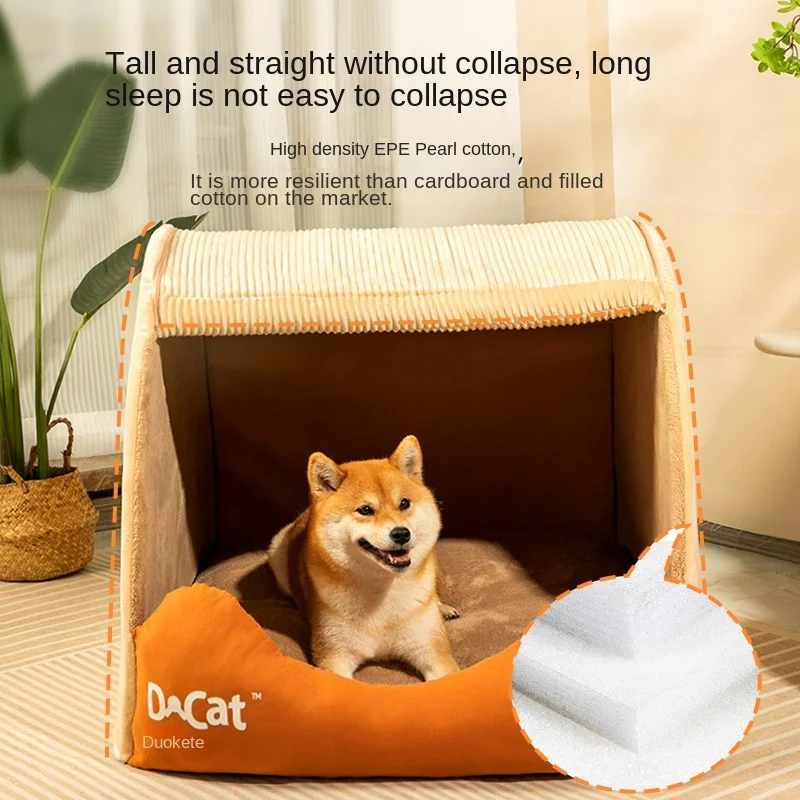 Kennel Four Seasons Universal Removable Cleaning Golden Retriever Corgi Indoor Dog House Medium Large Dog Semi-Closed Tent