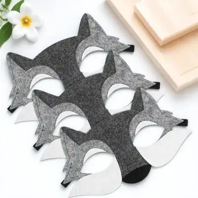

3pcs Felt Wolf Masks Half Face Costume Dress Up Party Masks For Kids Cosplay Face Cover Wolf Mask For Cosplay Accessories Mask