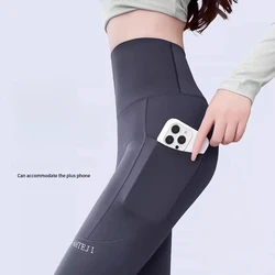 DOIAESKV leggings women's wear spring and summer high waist hip lifting leggings yoga sports fitness barbie pocket shark pants