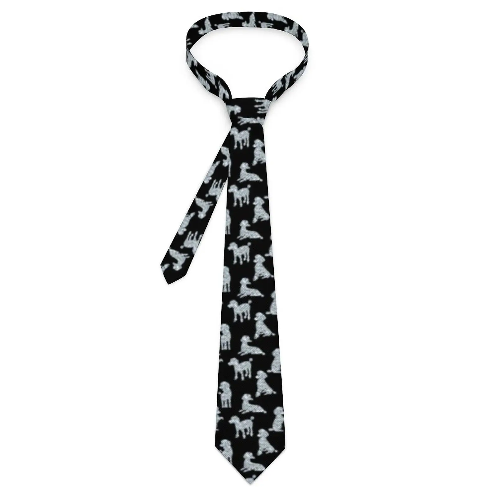 Men's Tie Diamond Poodle Bling Neck Ties I Love Dog Classic Elegant Collar Tie Graphic Leisure Quality Necktie Accessories