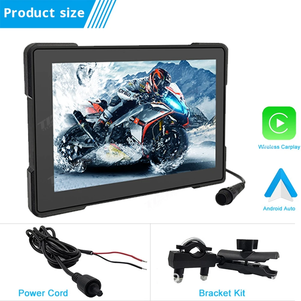 TIEBRO 512T Motorcycle Screen Carplay Moto Navigation Waterproof Screen Portable Motorcycle Wireless Android Auto Monitor GPS