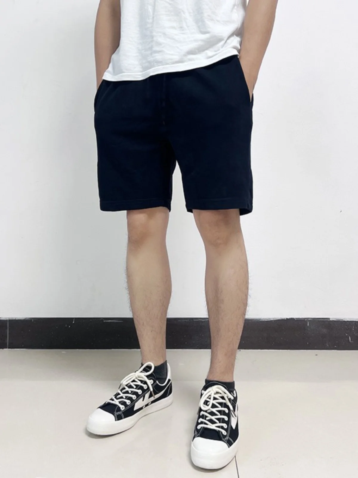 

Classic Summer Cotton Knitted Men's Spor Casual orts American Retro Sle Five-Quarter Length Faionable Leisure Trousers