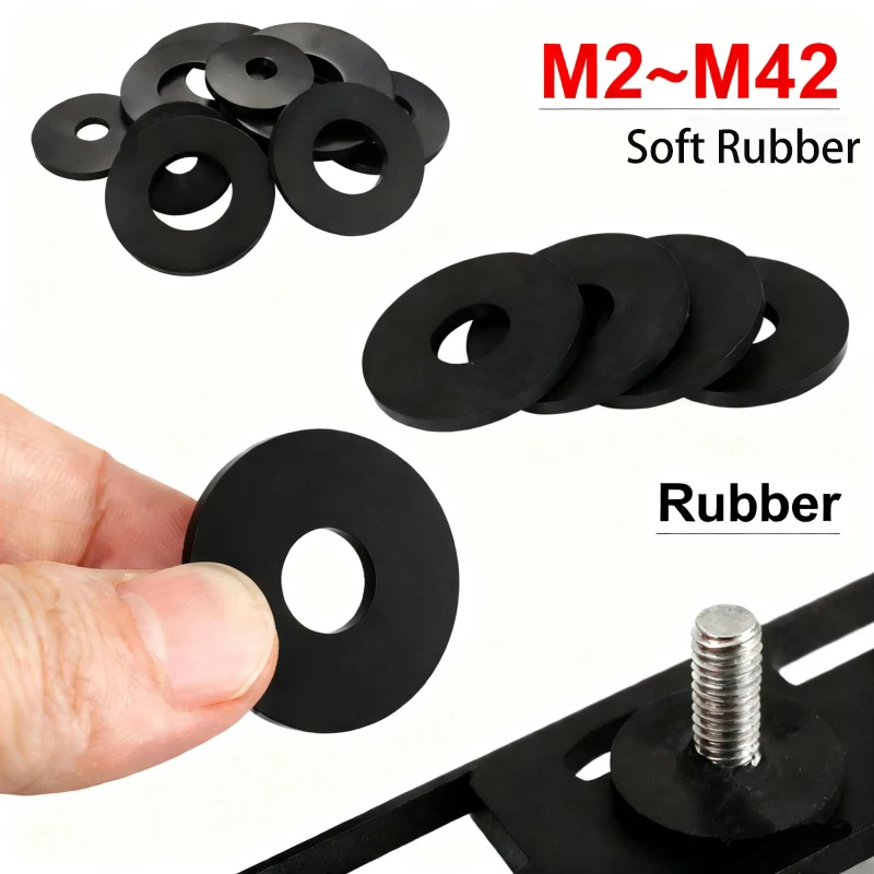 Black Flat Washer M2 M2.5 M3 M4 M5 M6~42 Soft Rubber Insulation Waterproof Sealing Gasket Plane Spacer Plumbe Gaskets