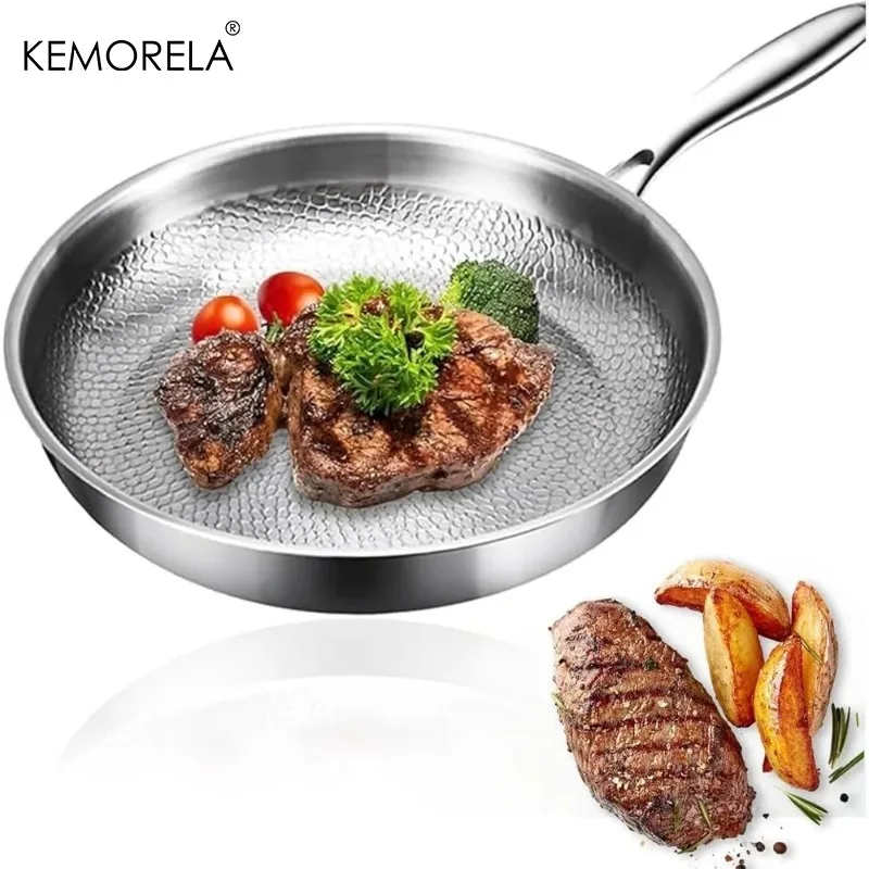 KEMORELA Pure Titanium Cookware Is Scratch-resistant and Non-stick, Heats Evenly and Is Suitable for Cooking and Heating Quickly